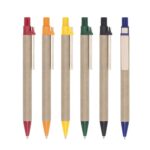 00001 Caneta Ecológica Papelão Descrição_ Caneta ecológica de papelão com detalhes coloridos. Clip de madeira e ponteira plástica, possui relevo na ponteira. Aciona por clique.